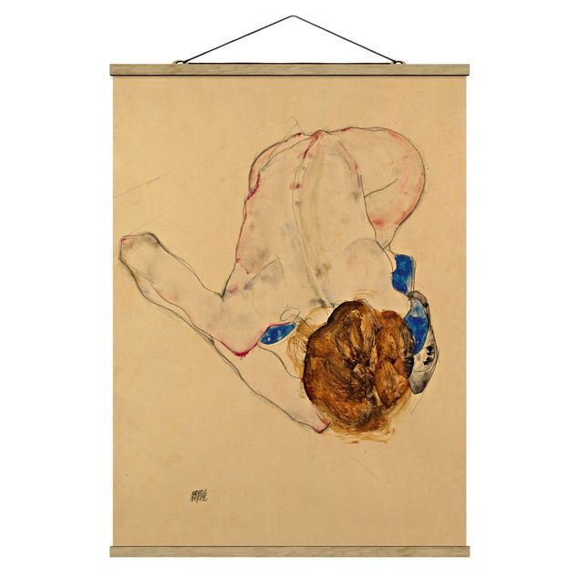 Stoffbilder zum Aufhängen Egon Schiele - Nach vorne gebeugter Akt