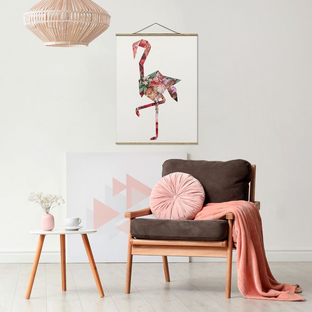 Stoffbilder Origami Flamingo