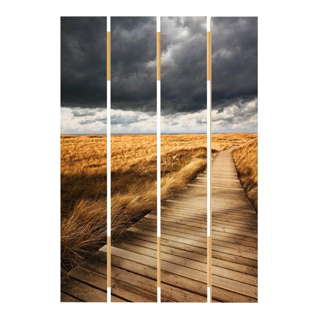 Wandbild Holz Weg in den Dünen