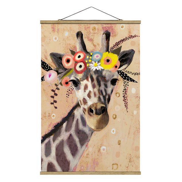 Stoffbild mit Posterleisten - Klimt Giraffe - Hochformat 2:3