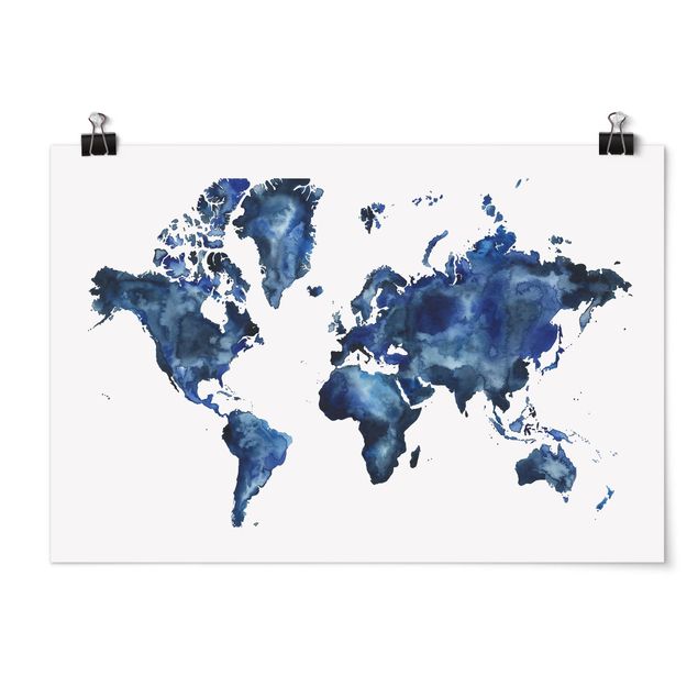 Bilder für die Wand Wasser-Weltkarte hell