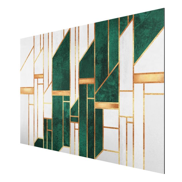 Schöne Wandbilder Emerald und Gold Geometrie