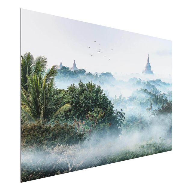 Schöne Wandbilder Morgennebel über dem Dschungel von Bagan