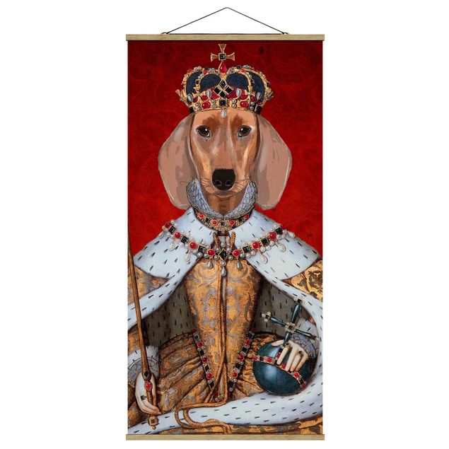Stoffbild mit Posterleisten - Tierportrait - Dackelkönigin - Hochformat 1:2
