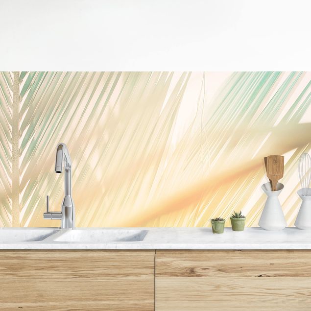 Küchenrückwände Platte Tropische Pflanzen Palmen bei Sonnenuntergang II