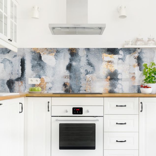 Küchenrückwand abstrakt Abstraktes Aquarell mit Gold