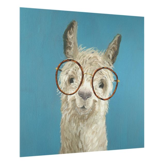 Glas Spritzschutz - Lama mit Brille I - Quadrat - 1:1