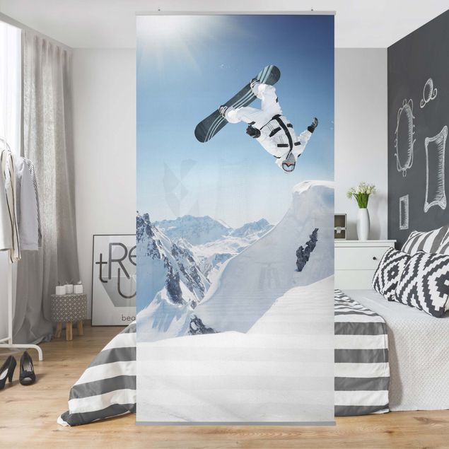 Raumteiler Kinderzimmer - Fliegender Snowboarder 250x120cm