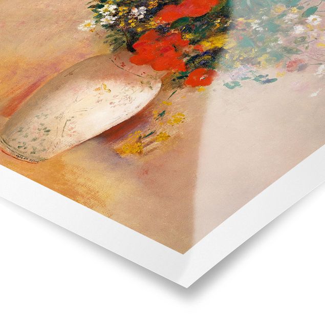 Wandbilder Kunstdruck Odilon Redon - Vase mit Blumen (rosenfarbener Hintergrund)