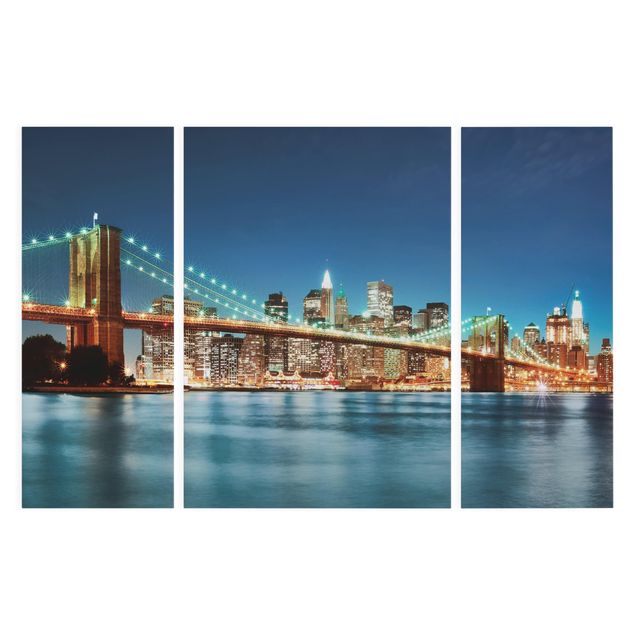 Schöne Leinwandbilder Nighttime Manhattan Bridge