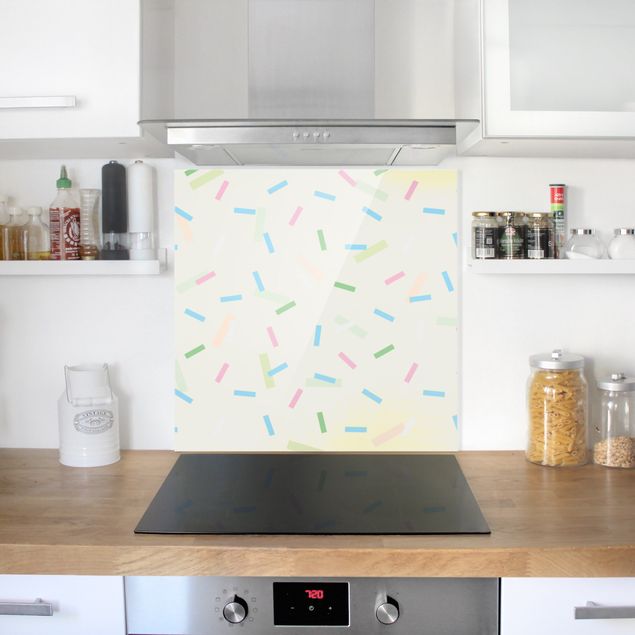 Muster Küchenrückwand Glas Buntes Konfetti aus Pastellstreifen