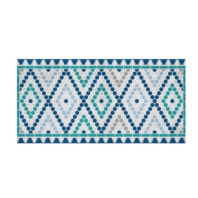 Moderne Teppiche Marokkanisches Fliesenmuster Türkis Blau