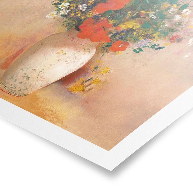 Poster kaufen Odilon Redon - Vase mit Blumen (rosenfarbener Hintergrund)