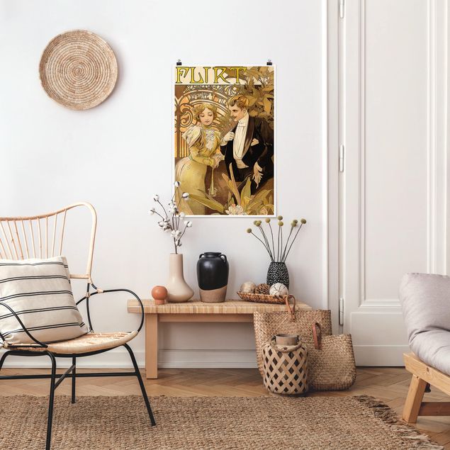 Vintage Poster Alfons Mucha - Werbeplakat für Flirt Biscuits