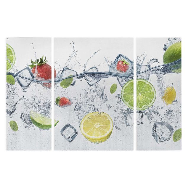 Leinwandbild 3-teilig - Frucht Cocktail - Tryptichon