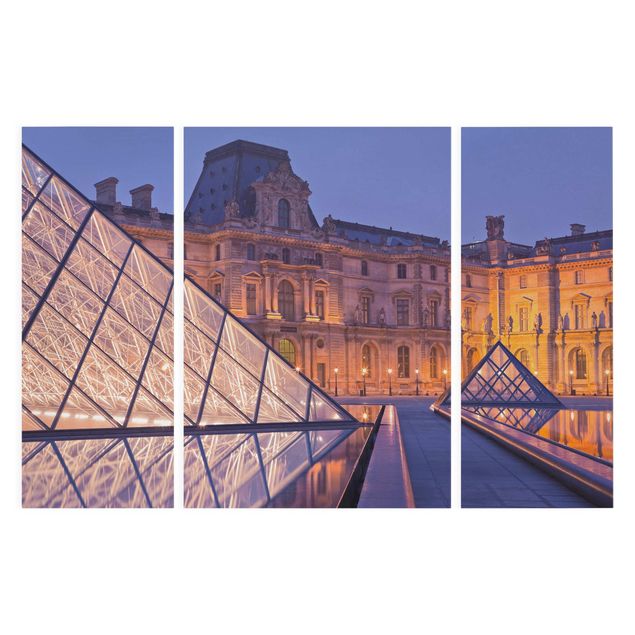 Bilder auf Leinwand Louvre Paris bei Nacht
