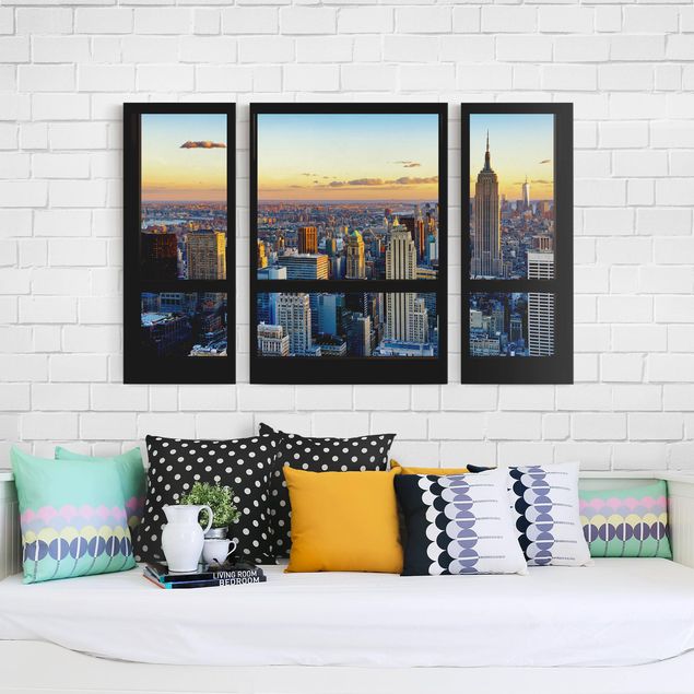 Wandbilder Skyline Fensterausblick - Sonnenaufgang New York