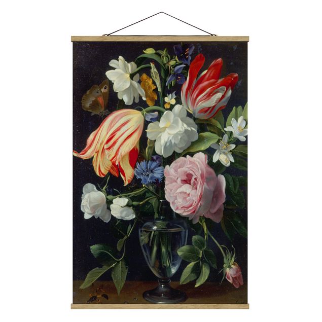 Stoffbilder mit Holzleisten Daniel Seghers - Vase mit Blumen