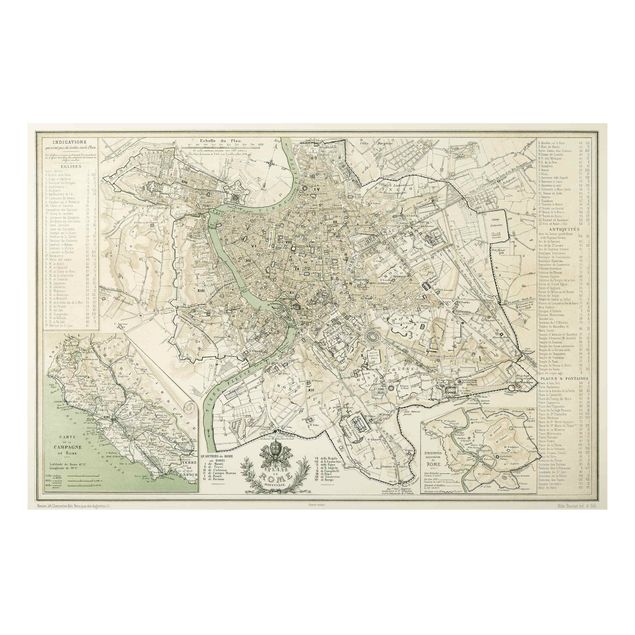 Alu Dibond Bilder Vintage Stadtplan Rom Antik