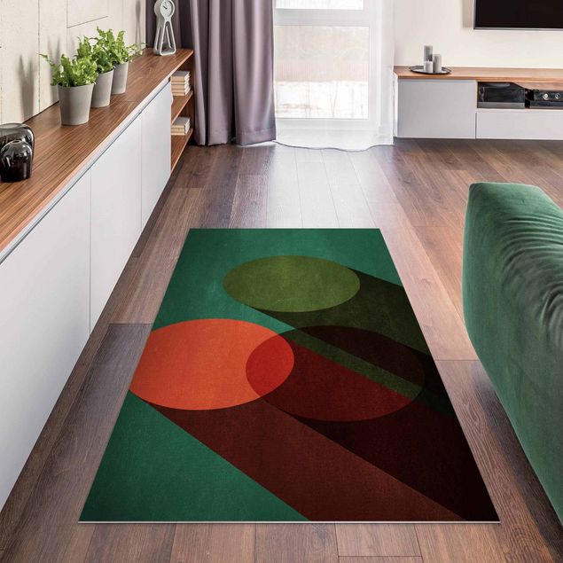 Teppiche Abstrakte Formen - Kreise in Grün und Rot
