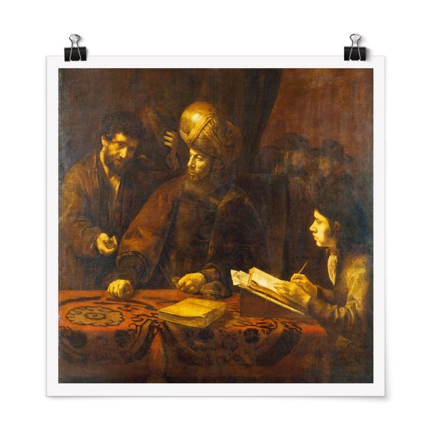 Poster - Rembrandt van Rijn - Gleichnis von Arbeitern - Quadrat 1:1