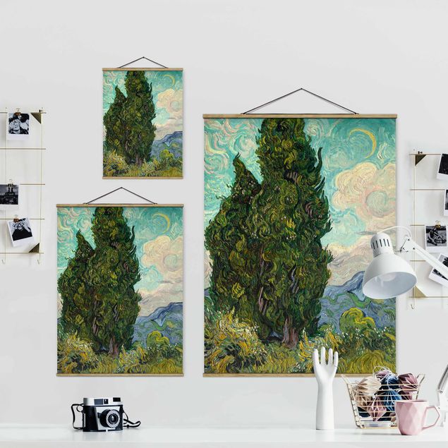 Stoffbilder mit Holzleisten Vincent van Gogh - Zypressen