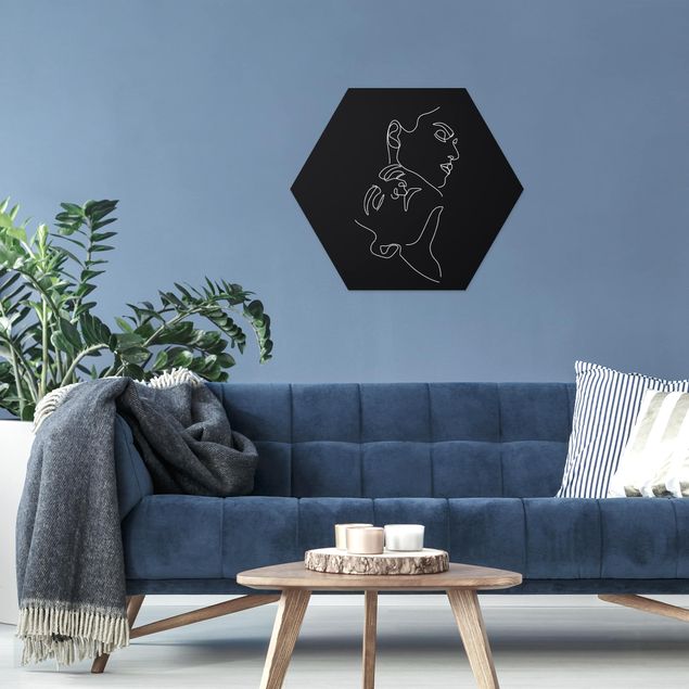 Hexagon Bild Forex - Line Art Frauen Gesichter Schwarz