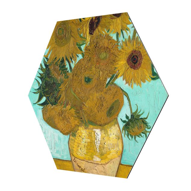 Alu Dibond Druck Vincent van Gogh - Vase mit Sonnenblumen