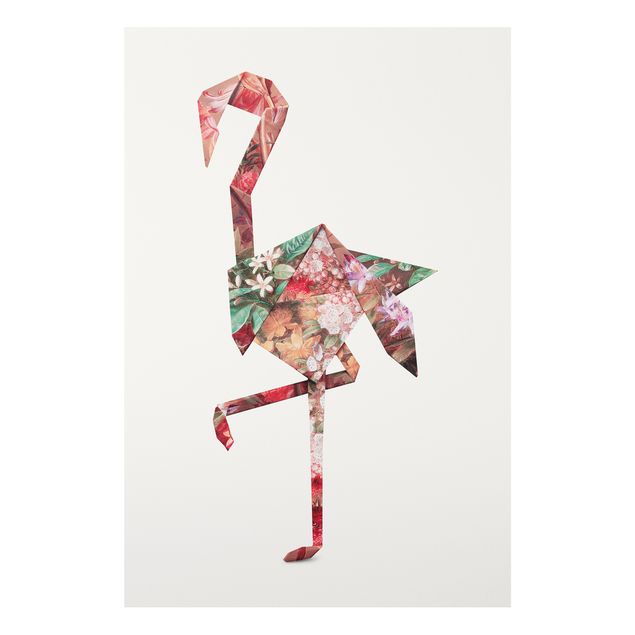 Foto auf Hartschaumplatte Origami Flamingo