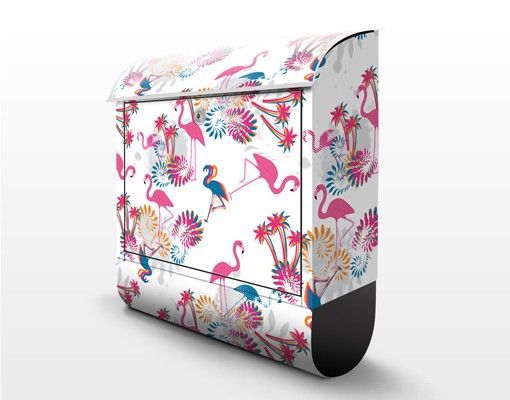 Briefkasten mit Zeitungsfach - Flamingo Design - Briefkasten mit Tiermotiv