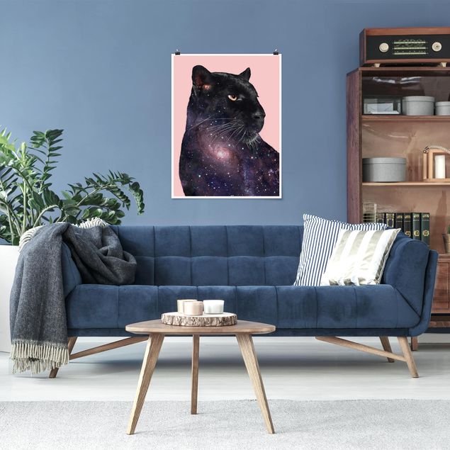 Kunstdrucke Poster Panther mit Galaxie