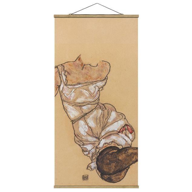 Stoffbilder Egon Schiele - Weiblicher Torso in Unterwäsche