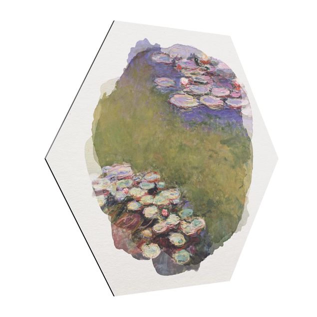 Alu Dibond Druck Wasserfarben - Claude Monet - Seerosen