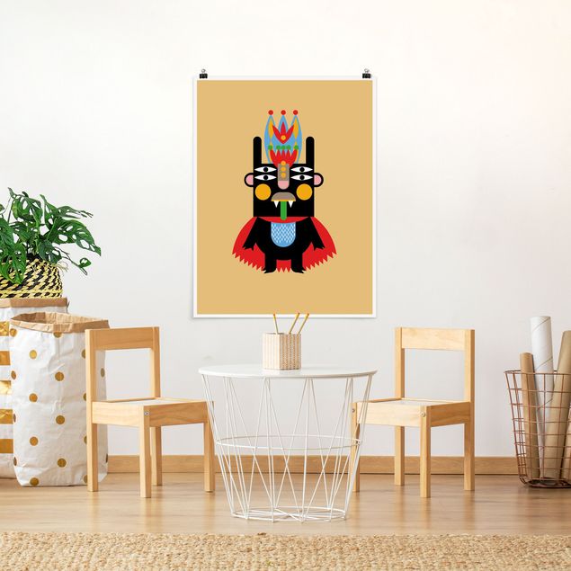 Poster Kinderzimmer Tiere Collage Ethno Monster - König