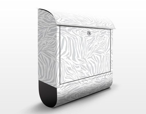 Briefkasten Tiere Zebra Design hellgrau Streifenmuster