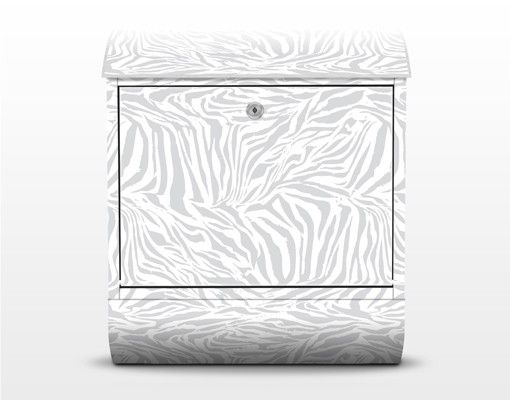 Postkasten grau Zebra Design hellgrau Streifenmuster