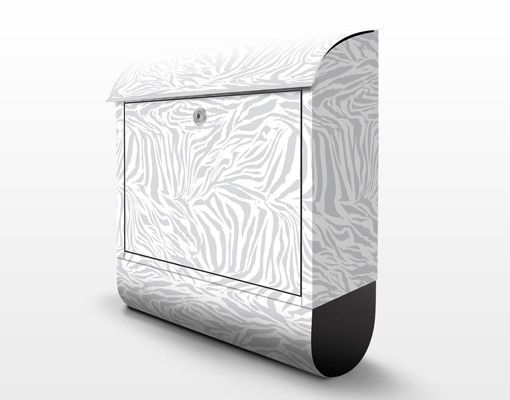 Briefkasten modern Zebra Design hellgrau Streifenmuster