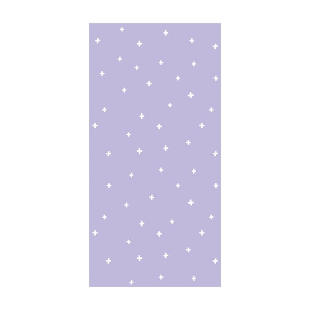 Teppich violett Gezeichnete Weiße Kreuze auf Flieder