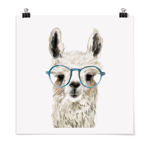 Poster - Hippes Lama mit Brille III - Quadrat 1:1