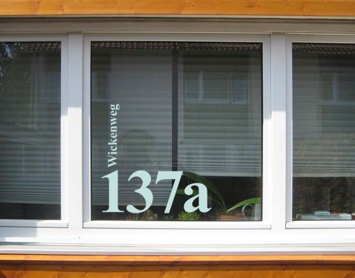 Fensterfolie Farbig No.UL1032 WunschText Strasse und Hausnummer