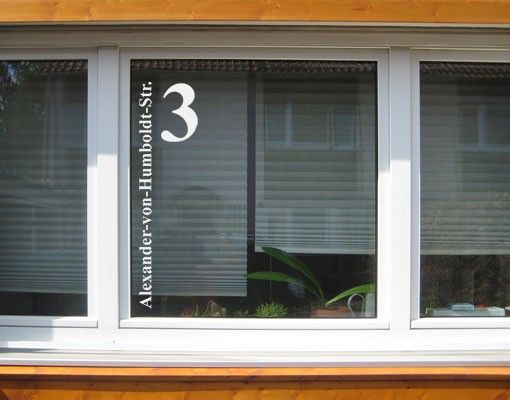 Fenstersticker No.UL1032 WunschText Strasse und Hausnummer