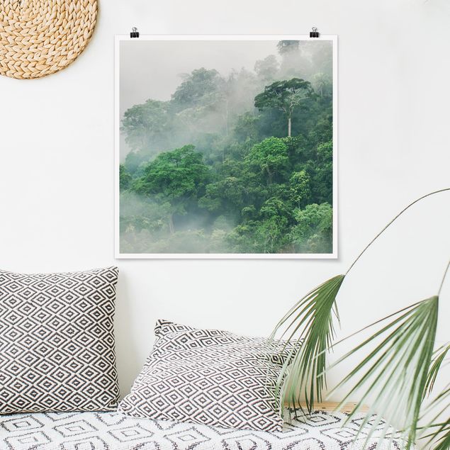 Poster Landschaft Dschungel im Nebel