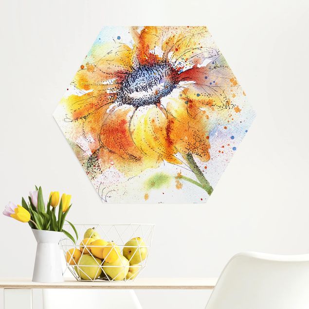 Alu Dibond Druck Painted Sunflower