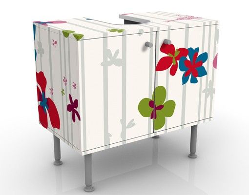 Waschbeckenunterschrank mit Motiv Floral Pattern