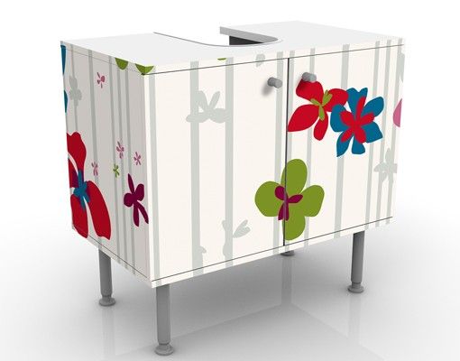 Waschbeckenunterschrank - Floral Pattern - Blumen Badschrank Bunt