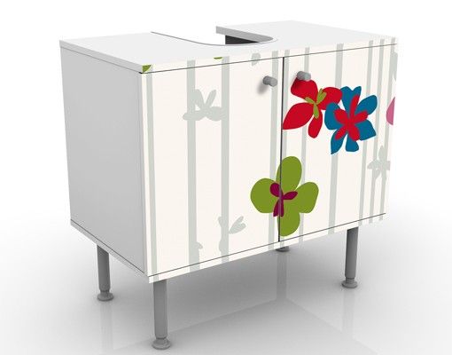 Waschbeckenunterschrank - Floral Pattern - Blumen Badschrank Bunt