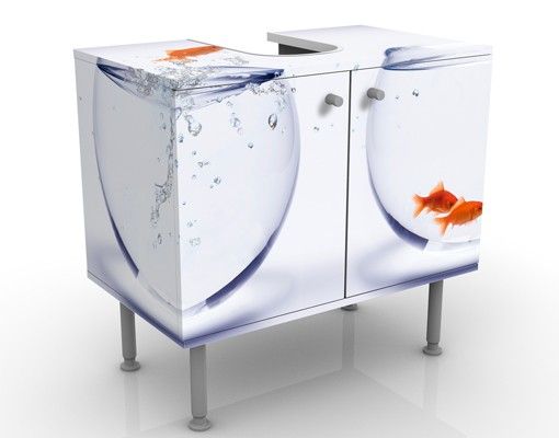 Waschbeckenunterschrank mit Motiv Flying Goldfish