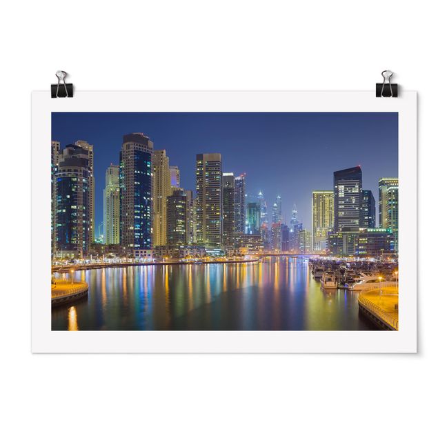 Poster - Dubai Nacht Skyline - Querformat 2:3