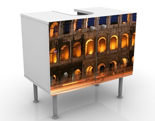 Waschbeckenunterschrank - Colosseum in Rom bei Nacht - Badschrank Orange