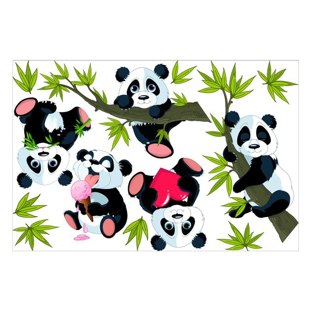 Fenstersticker Tiere Pandabären Set Herz